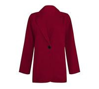 BIBOKAOKE Traje De Mujer Con Botones Decorativos - Elegante Chaqueta De Corte Recto Y Bolsillos Elegantes | Americana Intemporal Para Ocio Y Negocios, Style#h03 Vino Rojo, M