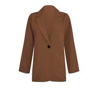 BIBOKAOKE Traje De Mujer Con Botones Decorativos - Elegante Chaqueta De Corte Recto Y Bolsillos Elegantes | Americana Intemporal Para Ocio Y Negocios, Estilo#h01 Marrón, XL
