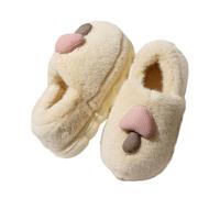 BIBOKAOKE Zapatillas de estar por casa para mujer, lindas y cálidas de invierno, con patrón de hongos, zapatillas de peluche, zapatillas difusas, lindas zapatillas de algodón, para interiores y