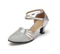 BIBOKAOKE Zapatos de baile latino para mujer con aspecto de purpurina, cómodos zapatos de tacón de danza con aspecto elegante | Elegantes zapatos latinos para un estilo de fiesta de rendimiento
