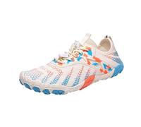 BIBOKAOKE Zapatos de mujer para exteriores con patrón geométrico, transpirables, antideslizantes, de material de malla, zapatos informales, para senderismo, playa, Estilo L01 Beige, 40.5 EU