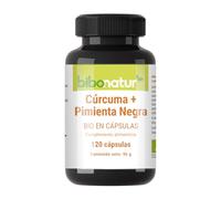 Bibonatur Cúrcuma + Pimienta Negra BIO: Certificación Ecológica. 120 Cápsulas Veganas. Aporta Curcumina y Piperina Antiinflamatorios Naturales. Alta Biodisponibilidad y Absorción. Sin GMO