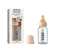 BIBS Baby Glass Bottle. Anticólicos. Tetina redonda de látex de caucho natural. Favorece la lactancia natural, Complete Set - 110 ml, Blush