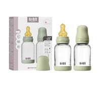 BIBS Baby Glass Bottle. Paquete de 2. Anticólicos. Tetina redonda de látex de caucho natural. Favorece la lactancia natural, Complete Set - 120 ml (Pack of 2), Sage