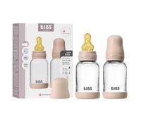 BIBS Baby Glass Bottle. Paquete de 2. Anticólicos. Tetina redonda de látex de caucho natural. Favorece la lactancia natural, Complete Set - 120 ml (Pack of 2), Blush