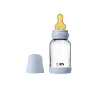 BIBS Biberón de vidrio, 120 ml, pack de 1, Baby Blue | Anticólicos | Tetina de látex natural | Flujo lento | Apto para lactancia | Fabricado en Dinamarca | Tetina BIBS