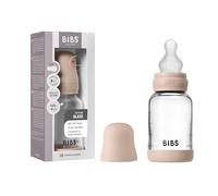 BIBS Biberón de vidrio, 120 ml, pack de 1, Blush | Tetina de silicona | Anticólicos | Sin BPA