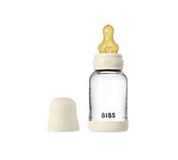 BIBS Biberón de vidrio, 120 ml, pack de 1, Ivory | Anticólicos | Tetina de látex natural | Flujo lento | Apto para lactancia | Fabricado en Dinamarca | Tetina BIBS