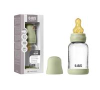 BIBS Biberón de vidrio, 120 ml, pack de 1, Sage | Anticólicos | Tetina de látex natural | Flujo lento | Apto para lactancia | Fabricado en Dinamarca | Tetina BIBS