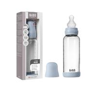 BIBS Biberón de vidrio, 240 ml, pack de 1, Baby Blue | Tetina de silicona | Anticólicos | Sin BPA