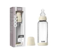 BIBS Biberón de vidrio, 240 ml, pack de 1, Ivory | Tetina de silicona | Anticólicos | Sin BPA