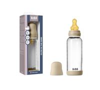 BIBS Biberón de vidrio Glow, 240 ml, 1-pack, Vanilla | Anticólicos | Tetina de látex natural | Flujo medio | Fabricado en Dinamarca | Tetina BIBS familiar