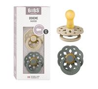 BIBS Boheme Chupete, 0-6 meses, pack de 2, tetina redonda, Vanilla/Pine