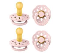 BIBS Boheme Chupete, 6-18 meses, pack de 4, tetina redonda, Blossom | Látex de caucho natural | Talla 2 | Sin BPA | Fabricado en Dinamarca | Alta aceptación | Orificios de aire | Escudo cómodo