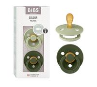 BIBS Colour Chupete, 0-6 meses, pack de 2, Sage/Hunter Green | Tetina simétrica | Látex de caucho natural | Talla 1 | Sin BPA