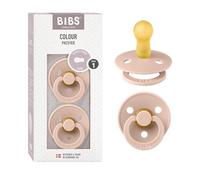BIBS Colour Chupete, 0-6 meses, pack de 2, Tetina redonda, Blush | Látex de caucho natural | Talla 1 | Sin BPA