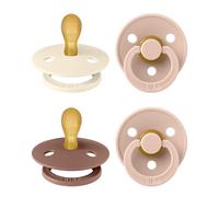 BIBS Colour Chupete, 0-6 meses, pack de 4, tetina simétrica, Blush Mix
