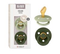 BIBS Colour Chupete, 6-18 meses, pack de 2, Sage/Hunter Green | Tetina anatómica | Látex de caucho natural | Talla 2 | Sin BPA