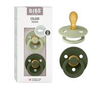 BIBS Colour Chupete, 6-18 meses, pack de 2, Sage/Hunter Green | Tetina simétrica | Látex de caucho natural | Talla 2 | Sin BPA