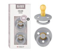 BIBS Colour Chupete, 6-18 meses, pack de 2, Tetina redonda, Cloud | Látex de caucho natural | Talla 2 | Sin BPA