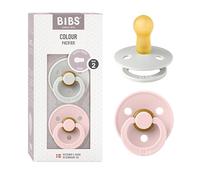 BIBS Colour Chupete, 6-18 meses, pack de 2, tetina redonda, Haze/Blossom | Látex de caucho natural | Talla 2 | Sin BPA