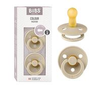 BIBS Colour Chupete, 6-18 meses, pack de 2, Tetina redonda, Vanilla | Látex de caucho natural | Talla 2 | Sin BPA