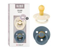BIBS Colour Chupete con forma de cereza, sin BPA, caucho natural ni látex, fabricado en Dinamarca, 0-6 meses, 2 unidades, marfil/petróleo