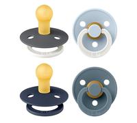 BIBS Colour GLOW Chupete, 0-6 meses, pack de 4, tetina redonda, Petrol Mix