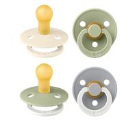 BIBS Colour GLOW Chupete, 0-6 meses, pack de 4, tetina redonda, Sage Mix