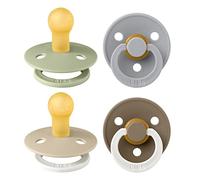BIBS Colour GLOW Chupete, 0-6 meses, pack de 4, tetina redonda, Vanilla Mix