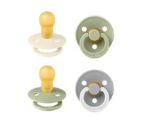 BIBS Colour GLOW Chupete, 18-48 meses, pack de 4, tetina redonda, Sage Mix