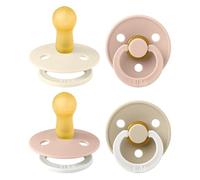 BIBS Colour GLOW Chupete, 6-18 meses, pack de 4, tetina redonda, Blush Mix