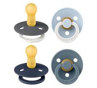 BIBS Colour GLOW Chupete, 6-18 meses, pack de 4, tetina redonda, Petrol Mix