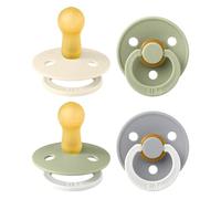 BIBS Colour GLOW Chupete, 6-18 meses, pack de 4, tetina redonda, Sage Mix