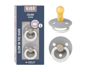 BIBS Colour Glow Paquete de 2 chupetes. Libre de BPA