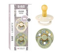 BIBS Colour Liberty Paquete de 2 chupetes. Libre de BPA, Tetina redonda. Látex natural, Hecho en Dinamarca, 6+ meses (Paquete de 2), Eloise Sage
