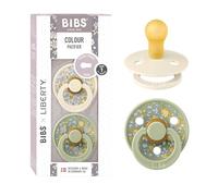 BIBS Colour Liberty Paquete de 2 chupetes. Libre de BPA, Tetina redonda. Látex natural, Hecho en Dinamarca, 0+ meses (Paquete de 2), Eloise Sage
