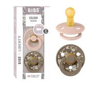 BIBS Colour Liberty Paquete de 2 chupetes. Libre de BPA, Tetina redonda. Látex natural, Hecho en Dinamarca, 6+ meses (Paquete de 2), Capel Blush