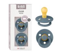 BIBS Colour Paquete de 2 chupetes. Libre de BPA, Tetina redonda. Látex natural, Talla 1 (0-6 meses), Petrol/Petrol