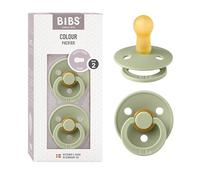 BIBS Colour Paquete de 2 chupetes. Libre de BPA, Tetina redonda. Látex natural, Talla 2 (6-18 meses), Sage/Sage