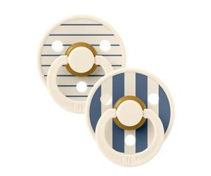 BIBS Colour Studio Chupete, 0-6 meses, 2-pack, Pin/Block Ivory/Steel Blue | Tetina redonda | Látex de caucho natural | Talla 1 | Sin BPA | Fabricado en Dinamarca | Alta aceptación | Orificios de aire