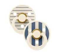 BIBS Colour Studio Chupete, 6-18 meses, 2-pack, Pin/Block Ivory/Steel Blue | Tetina redonda | Látex de caucho natural | Talla 2 | Sin BPA | Fabricado en Dinamarca | Alta aceptación | Orificios de aire