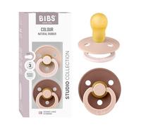 BIBS Colour Studio Paquete de 2 chupetes. Libre de BPA, Tetina redonda. Látex natural, Hecho en Dinamarca, 18+ meses (Paquete de 2) - Blush/Woodchuck