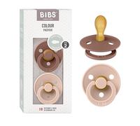 BIBS Colour Symmetric - Chupete simétrico sin BPA, chupete simétrico, látex de caucho natural, fabricado en Dinamarca, 6-18 meses, 2 unidades, color marmota/rubor