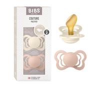 BIBS Couture Paquete de 2 chupetes. Libre de BPA, Pezonera anatómica. Látex natural, Talla 2 (6-18 meses), Ivory/Blush