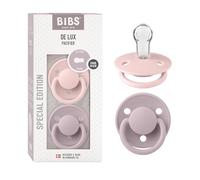 BIBS De Lux - 2 chupetes con tetina de silicona redonda. Sin BPA, fabricados en Dinamarca. Talla única (0-36 meses), Blossom/Dusky Lilac