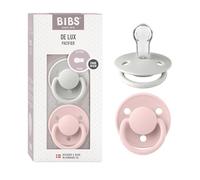 BIBS De Lux Chupete, 0+ meses, pack de 2, tetina redonda, Haze/Blossom