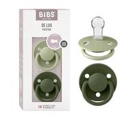 BIBS De Lux Paquete de 2 chupetes. Libre de BPA, Tetina redonda. Silicona, Talla única, Sage/Hunter Green