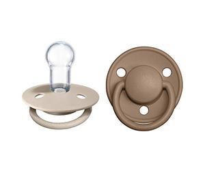BIBS De Lux Paquete de 2 chupetes. Libre de BPA, Tetina redonda. Silicona, Talla única, Vanilla/Dark Oak