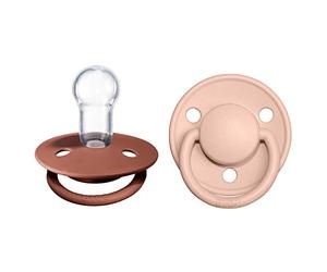 BIBS De Lux Paquete de 2 chupetes. Libre de BPA, Tetina redonda. Silicona, Talla única, Woodchuck/Blush
